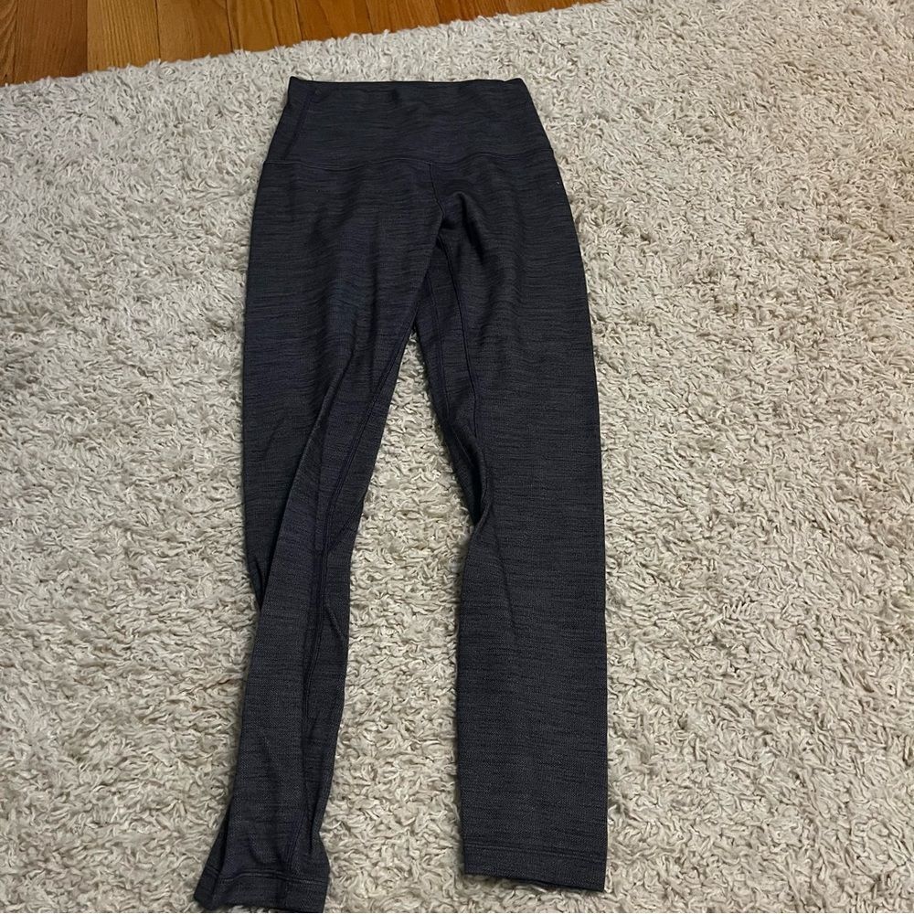 lululemon align 25" heather grey herringbone black/white size 4